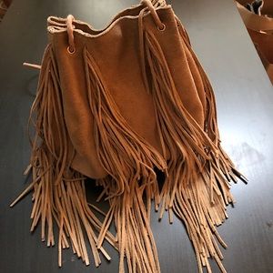 Brown Suède Purse with Fringe